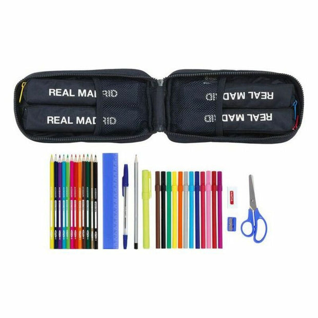 Backpack Pencil Case Real Madrid C.F. Navy Blue (33 Pieces)