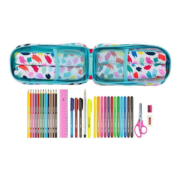 Backpack Pencil Case Benetton Painting Multicolour (33 Pieces)