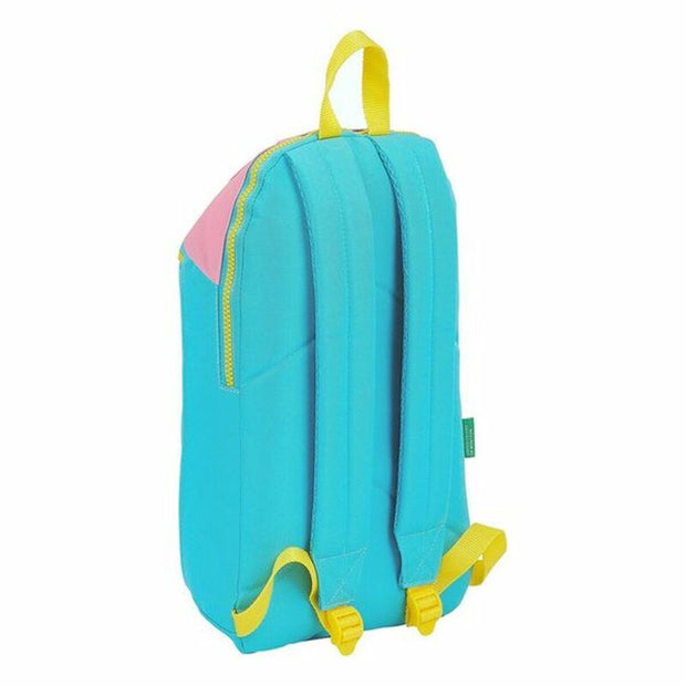 Child bag Benetton Color Block Pink Turquoise Yellow (22 x 39 x 10 cm)