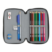 Triple Pencil Case BlackFit8 Topography Black Green (28 pcs)