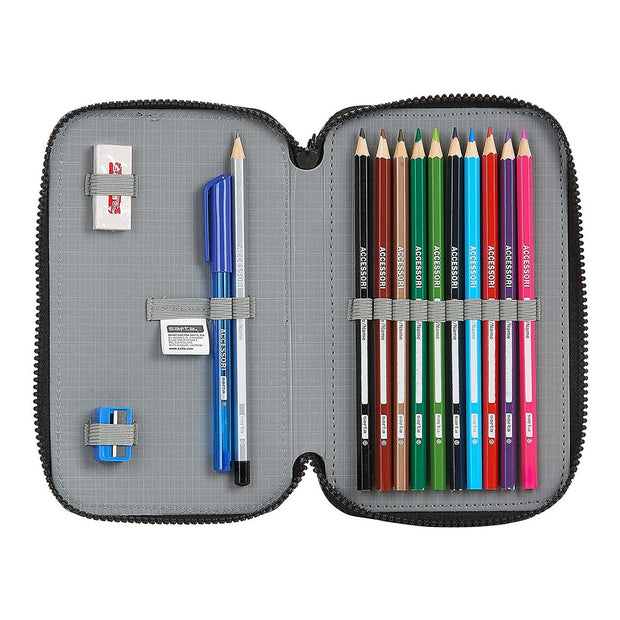 Triple Pencil Case BlackFit8 Topography Black Green (28 pcs)