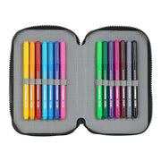 Triple Pencil Case BlackFit8 Topography Black Green (28 pcs)