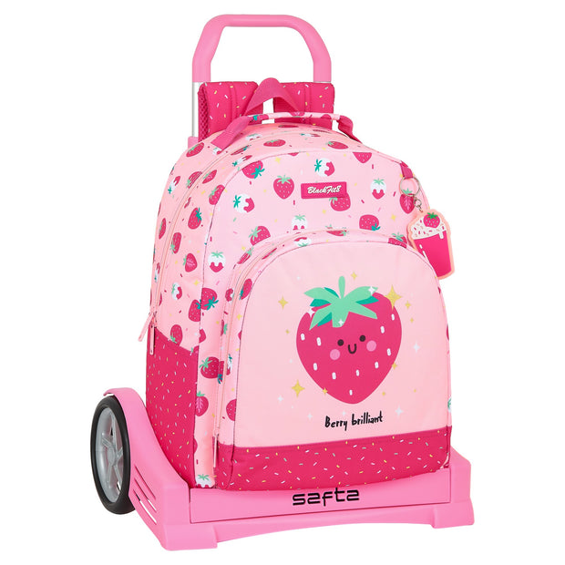 School Rucksack with Wheels BlackFit8 Berry Brilliant Pink