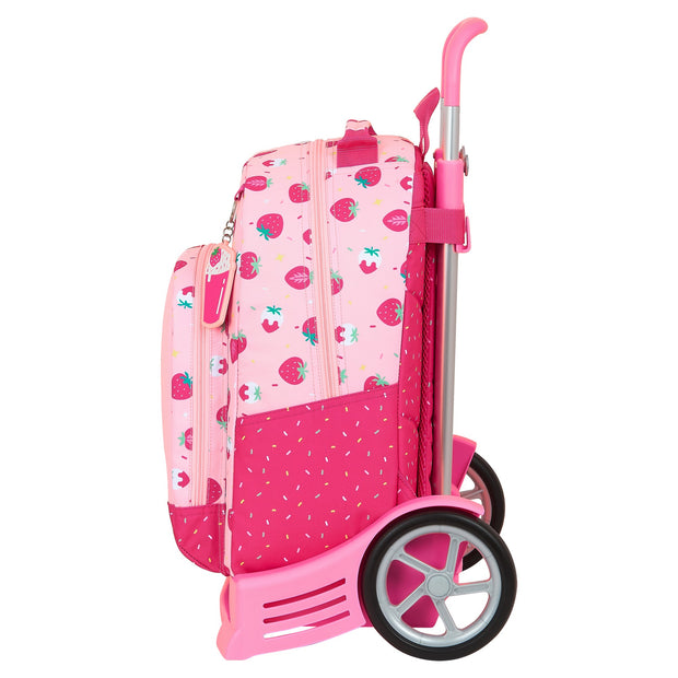 School Rucksack with Wheels BlackFit8 Berry Brilliant Pink
