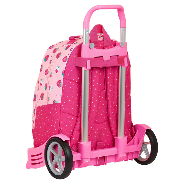 School Rucksack with Wheels BlackFit8 Berry Brilliant Pink