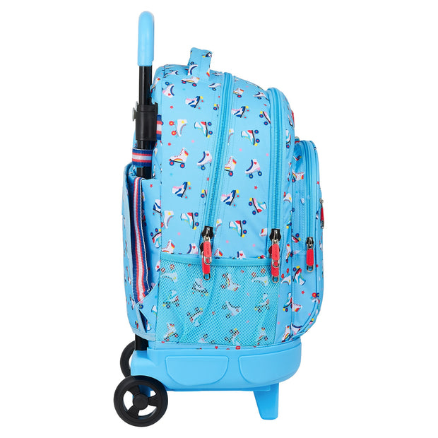 School Rucksack with Wheels Rollers Moos Multicolour Light Blue