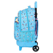 School Rucksack with Wheels Rollers Moos Multicolour Light Blue