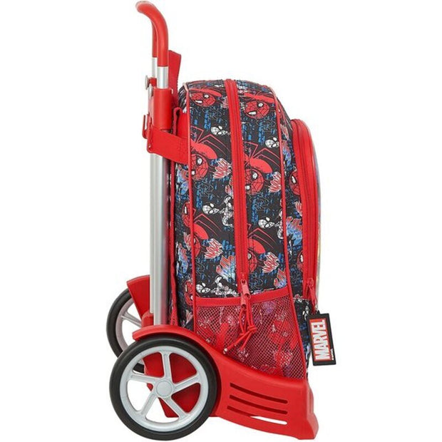 School Rucksack with Wheels Go Hero Spiderman Go Hero Black Red