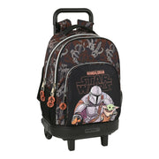School Rucksack with Wheels The Mandalorian The guild Black Brown (33 x 45 x 22 cm)