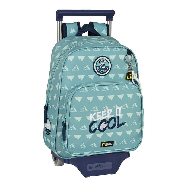 School Rucksack with Wheels National Geographic Below Zero Blue (28 x 34 x 10 cm)