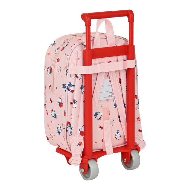 School Rucksack with Wheels Hello Kitty Happiness Girl Pink White (22 x 28 x 10 cm)