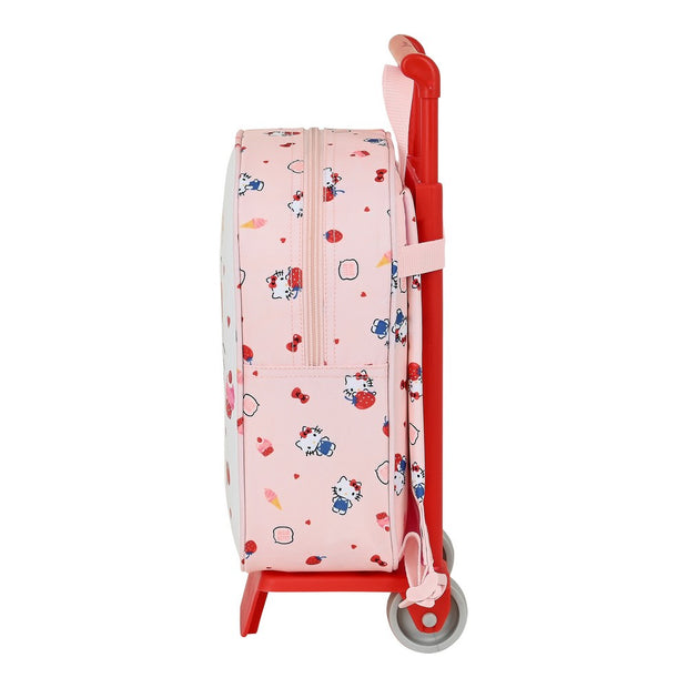 School Rucksack with Wheels Hello Kitty Happiness Girl Pink White (22 x 28 x 10 cm)