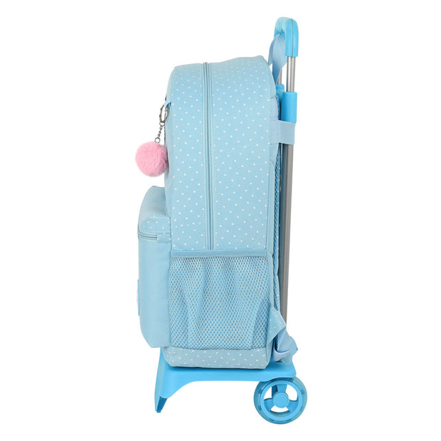 School Rucksack with Wheels Glow Lab Light Blue