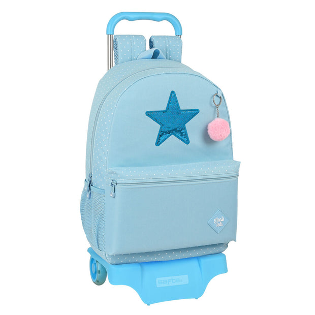 School Rucksack with Wheels Glow Lab Light Blue
