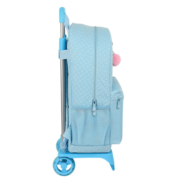 School Rucksack with Wheels Glow Lab Light Blue