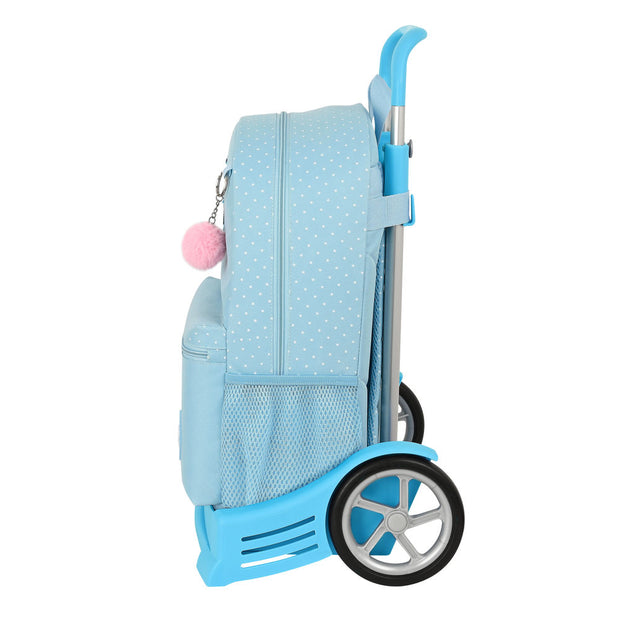School Rucksack with Wheels Glow Lab Light Blue