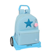 School Rucksack with Wheels Glow Lab Light Blue