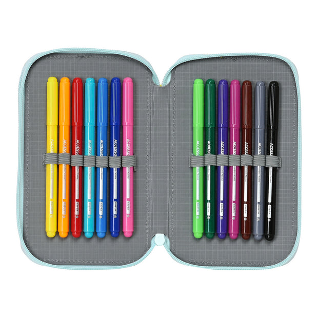 Double Pencil Case Baby Shark Beach Day Yellow Light Blue (12.5 x 19.5 x 4 cm) (28 pcs)