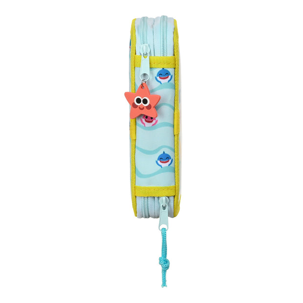 Double Pencil Case Baby Shark Beach Day Yellow Light Blue (12.5 x 19.5 x 4 cm) (28 pcs)