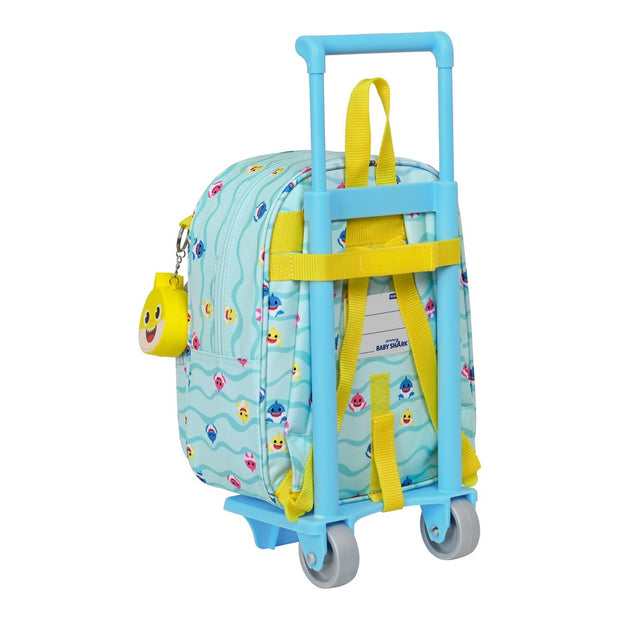 School Rucksack with Wheels Baby Shark Beach Day Light Blue (22 x 28 x 10 cm)
