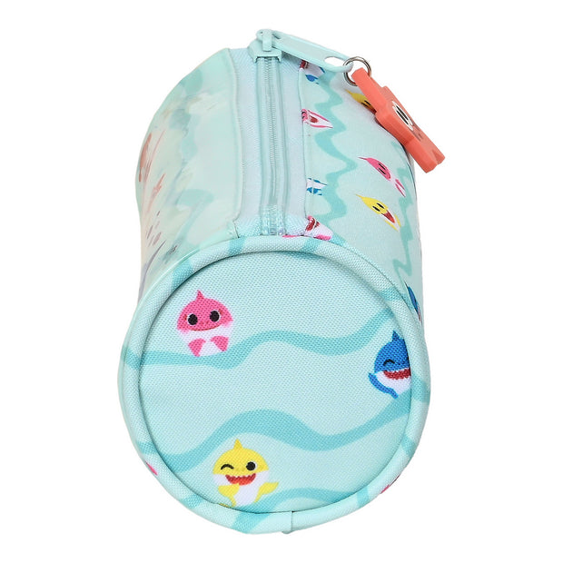 Cylindrical School Case Baby Shark Beach Day Light Blue (20 x 7 x 7 cm)