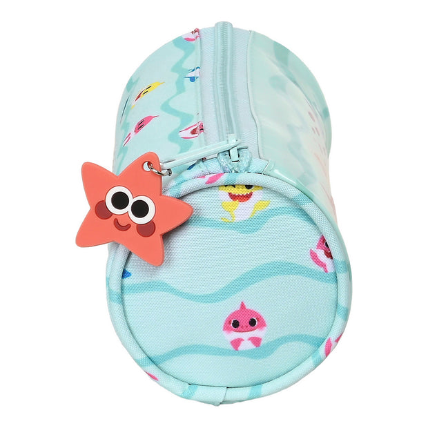 Cylindrical School Case Baby Shark Beach Day Light Blue (20 x 7 x 7 cm)