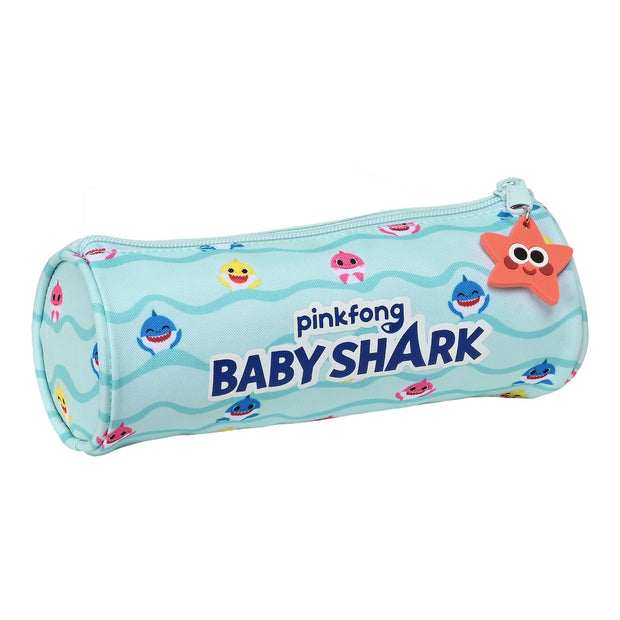 Cylindrical School Case Baby Shark Beach Day Light Blue (20 x 7 x 7 cm)