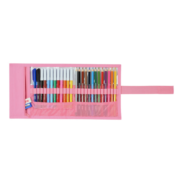 Pencil Case Benetton Flamingo Pink Roll-up Pink (27 Pieces) (7 x 20 x 7 cm)
