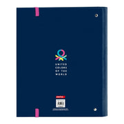 Ring binder Benetton Corazones A4 Multicolour Navy Blue (35 mm)