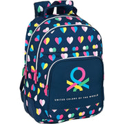 School Bag Benetton Corazones Multicolour Navy Blue (32 x 42 x 15 cm)