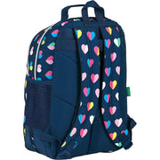 School Bag Benetton Corazones Multicolour Navy Blue (32 x 42 x 15 cm)