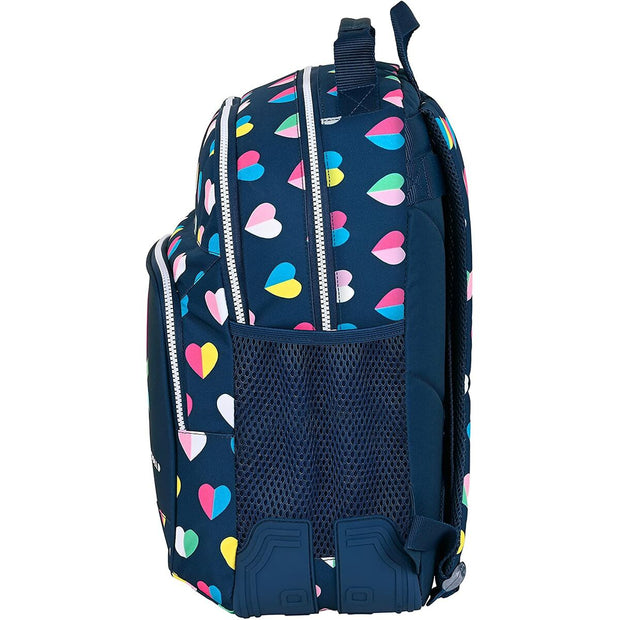 School Bag Benetton Corazones Multicolour Navy Blue (32 x 42 x 15 cm)