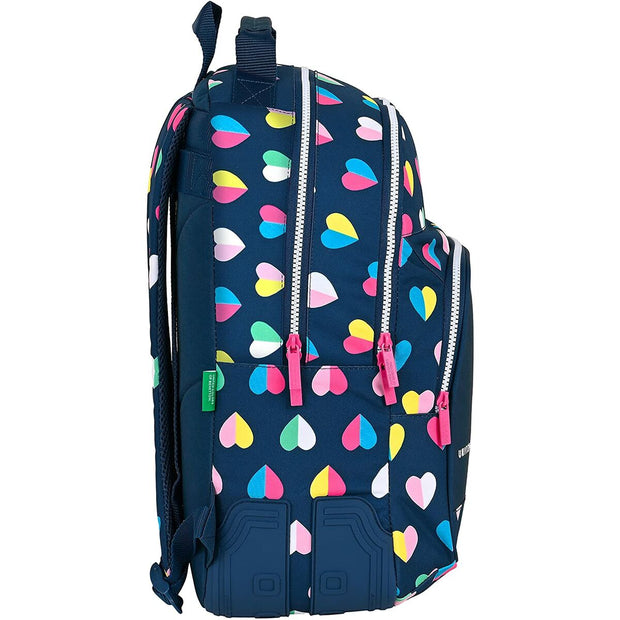 School Bag Benetton Corazones Multicolour Navy Blue (32 x 42 x 15 cm)