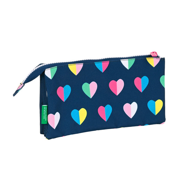 Triple Carry-all Benetton Corazones Multicolour Navy Blue (22 x 12 x 3 cm)