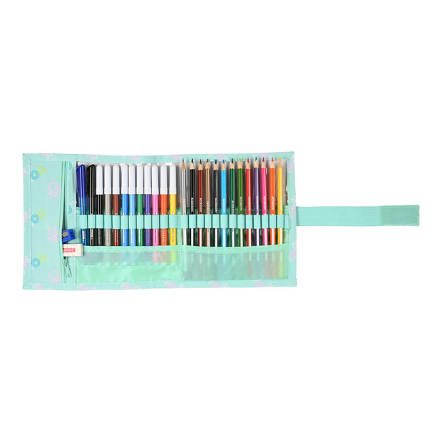 Pencil Case Benetton World Roll-up Mint (27 Pieces) (7 x 20 x 7 cm)