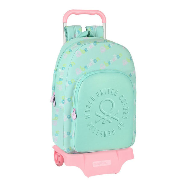 School Rucksack with Wheels Benetton World Mint (30 x 46 x 14 cm)
