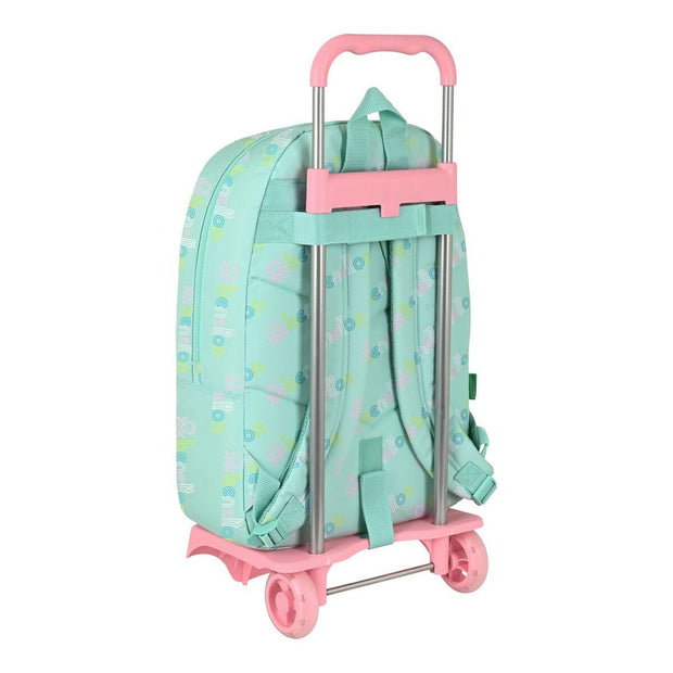 School Rucksack with Wheels Benetton World Mint (30 x 46 x 14 cm)