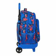 School Rucksack with Wheels Spiderman Great power Red Blue (33 x 45 x 22 cm)