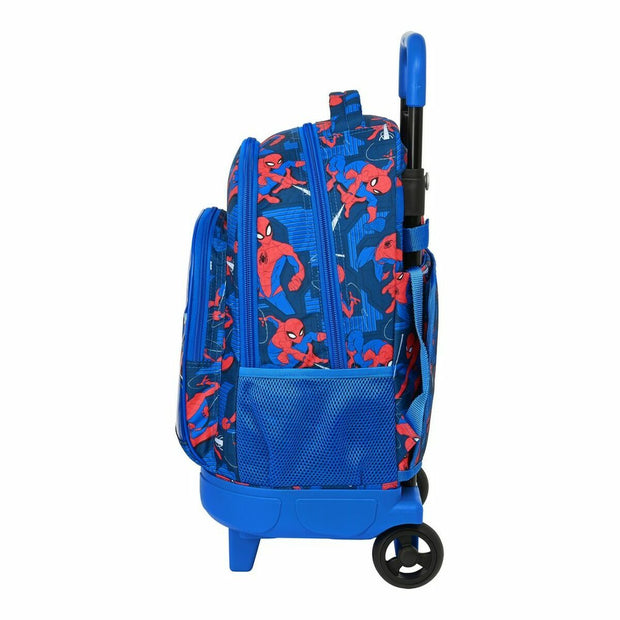 School Rucksack with Wheels Spiderman Great power Red Blue (33 x 45 x 22 cm)