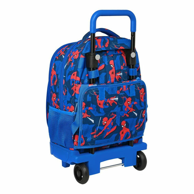 School Rucksack with Wheels Spiderman Great power Red Blue (33 x 45 x 22 cm)