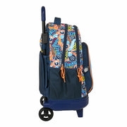School Rucksack with Wheels Hot Wheels Challenge Navy Blue (33 x 45 x 22 cm)