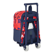 School Rucksack with Wheels Cars Double Vision Red Navy Blue (22 x 28 x 10 cm)
