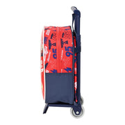 School Rucksack with Wheels Cars Double Vision Red Navy Blue (22 x 28 x 10 cm)