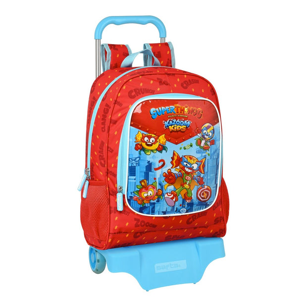 School Rucksack with Wheels SuperThings Kazoom Kids Red Light Blue (32 x 42 x 14 cm)