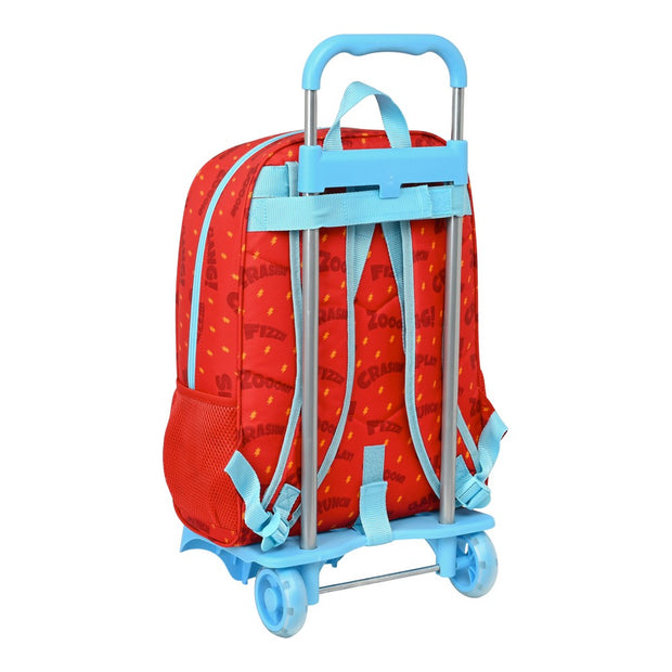 School Rucksack with Wheels SuperThings Kazoom Kids Red Light Blue (32 x 42 x 14 cm)