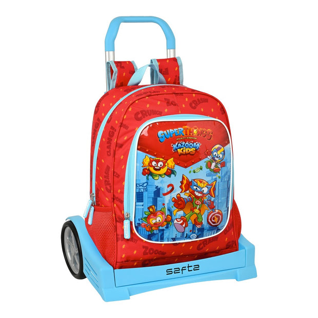 School Rucksack with Wheels SuperThings Kazoom Kids Red Light Blue (32 x 42 x 14 cm)