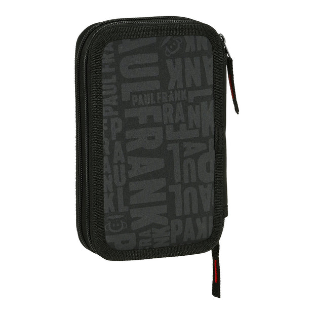 Double Pencil Case Paul Frank Team Player Black (12.5 x 19.5 x 4 cm) (28 pcs)