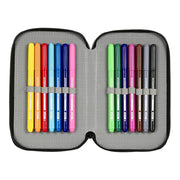 Double Pencil Case Paul Frank Team Player Black (12.5 x 19.5 x 4 cm) (28 pcs)