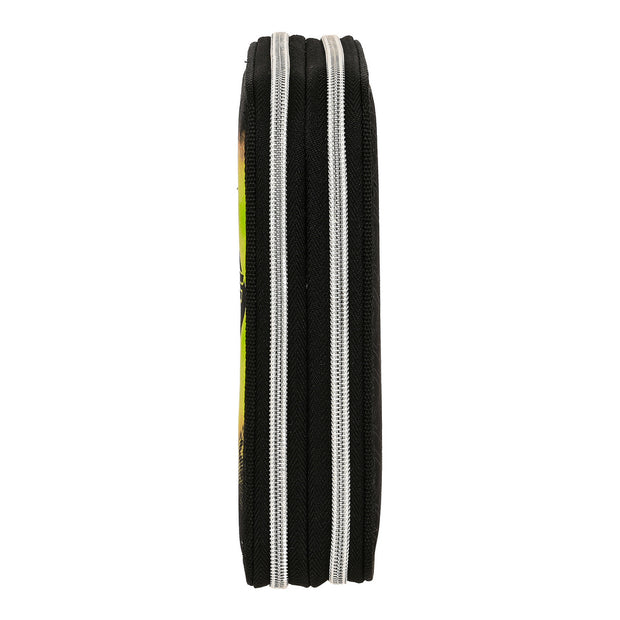 Double Pencil Case Nerf Neon Black Lime (12.5 x 19.5 x 4 cm) (28 pcs)