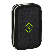Double Pencil Case Nerf Neon Black Lime (12.5 x 19.5 x 4 cm) (28 pcs)